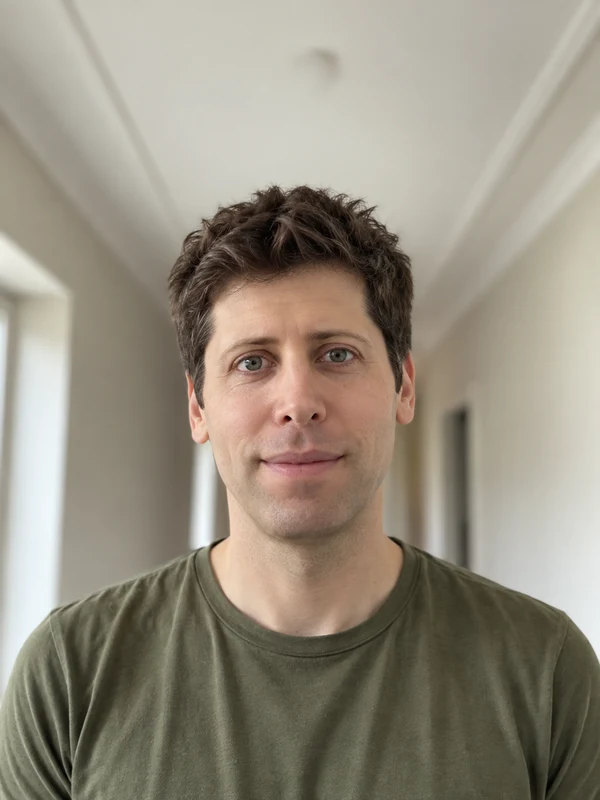 Example person photo: a man in a green shirt in a hallway